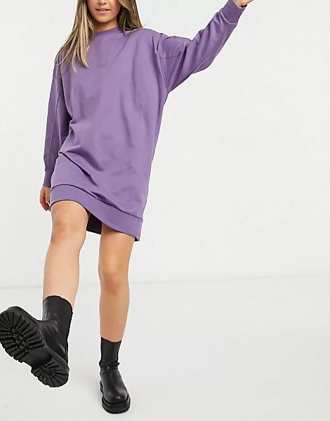 ASOS DESIGN – Sweatshirtkleid mit Ziernaht in Lila günstig online kaufen