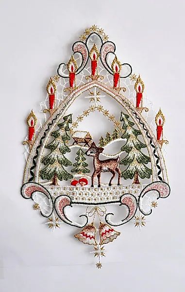 Stickereien Plauen Fensterbild "Reh im Wald" günstig online kaufen