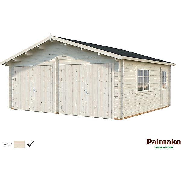 Palmako Holzgarage Roger mit Holztor Klar tauchgrundiert 575 cm x 510 cm günstig online kaufen