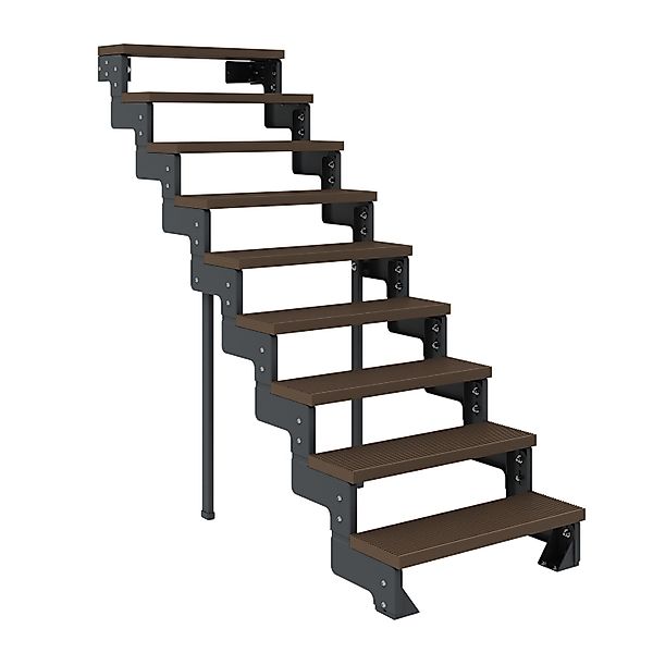 Dolle Außentreppe Gardentop Anthrazit 9 Stufen 80 cm Braun Ohne Geländer günstig online kaufen