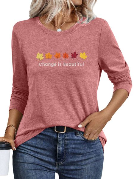 PYLIKE Longsleeve Shirts Damen Herbst Ahornblatt günstig online kaufen