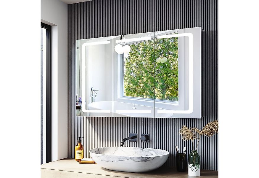 SONNI Spiegelschrank Badezimmerspiegelschrank aus Edelstahl mit Kalt/Warm/N günstig online kaufen