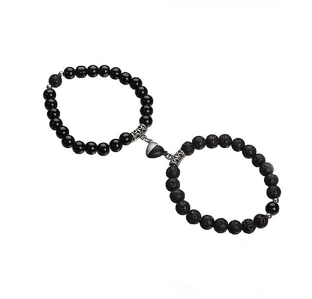 RAIKOU Armband 2er Set Partnerarmbänder Lava & Hämatit – Magnetische Herzar günstig online kaufen