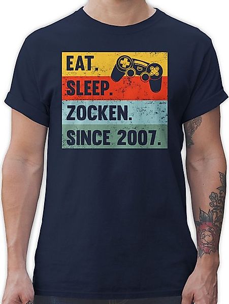 Shirtracer T-Shirt Eat Sleep Zocken Since 2007 18. Geburtstag günstig online kaufen
