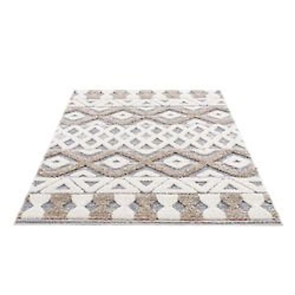 payé Teppich Nara-3050 Hochflor 80x150 cm Grau Rautenmuster günstig online kaufen