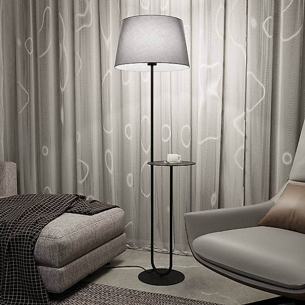 Stehlampe Hotel, grau/schwarz, Höhe 150 cm, Stoff/Metall günstig online kaufen