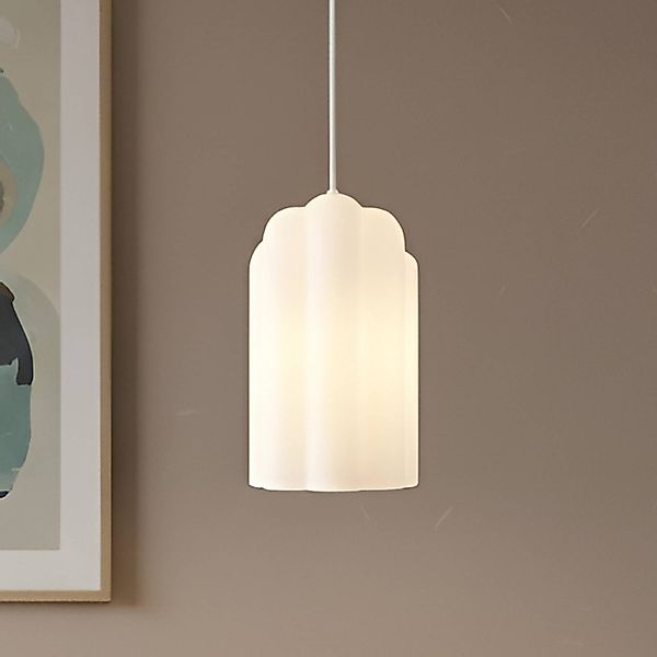 Lucande Hängeleuchte Lunja, weiß, Glas, 1-flammig, E27 günstig online kaufen