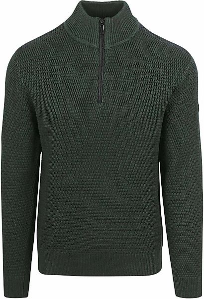 No Excess Halfzip Pullover Struktur Melange Dunkelgrün - Größe XXL günstig online kaufen