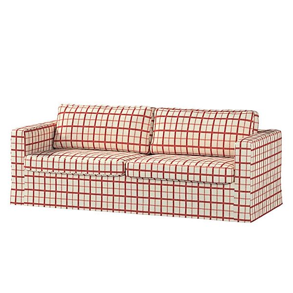 Bezug für Karlstad 3-Sitzer Sofa nicht ausklappbar, lang, rot-creme, Bezug günstig online kaufen