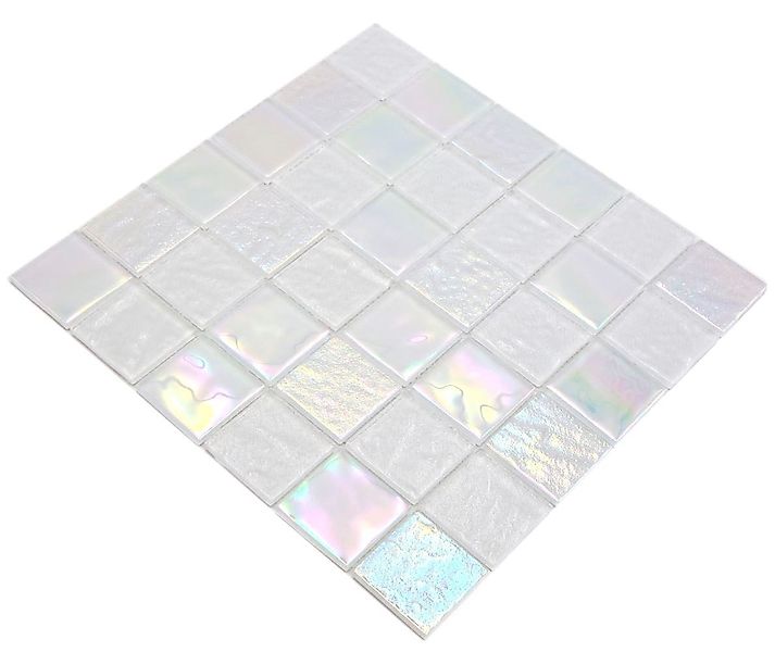 Mosani Mosaikfliesen Glas Mosaikfliese medio flip flop irisierend weiss meh günstig online kaufen