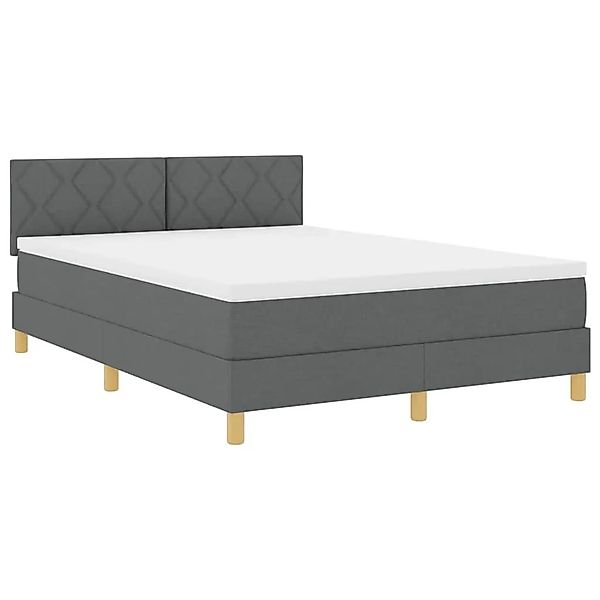 vidaXL LED Boxspringbett mit Matratze Dunkelgrau 140 x 190 cm Stoff 3342514 günstig online kaufen