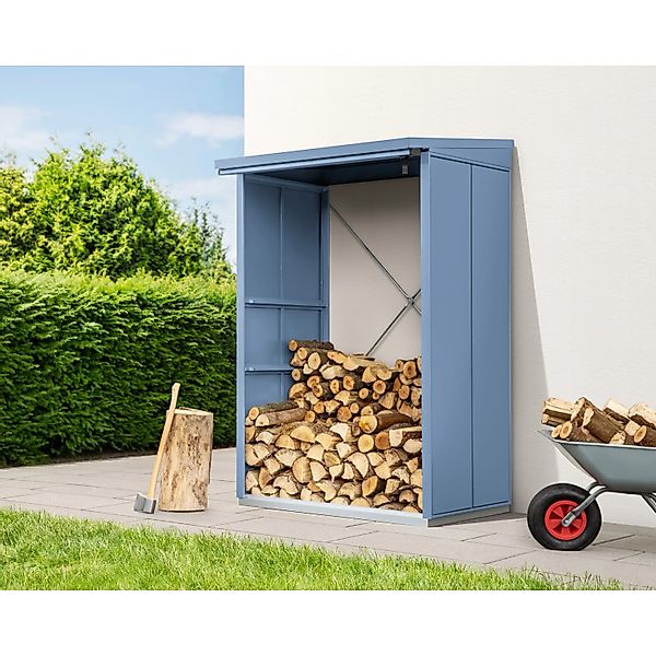 Hörmann Kaminholzregal Elegant-V Typ 1 aus Metall RAL5014 Taubenblau günstig online kaufen