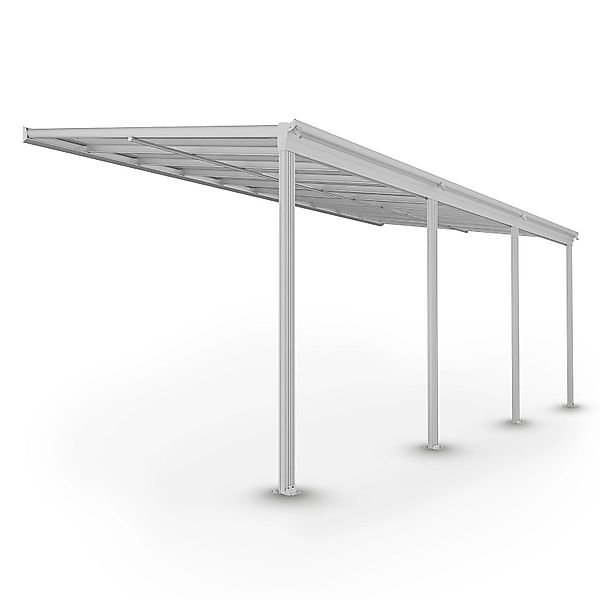 Juskys Aluminium Terrassendach Borneo 6x3m mit Doppelstegplatten Weiß Trans günstig online kaufen