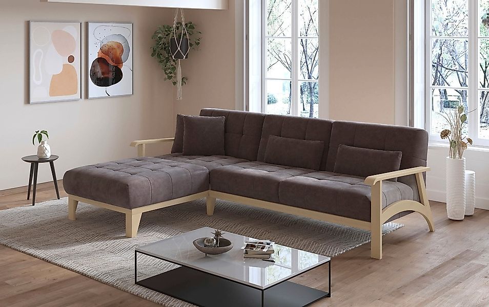 sit&more Ecksofa »Billund L-Form« Armlehnen aus Buchenholz in natur, versch günstig online kaufen