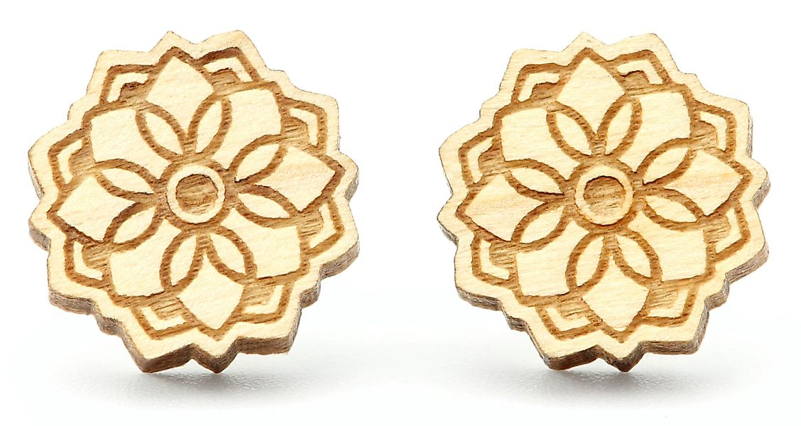 NaturSchatulle Paar Ohrstecker Mandala (Gravur Mandala, blumig, Holzschmuck günstig online kaufen