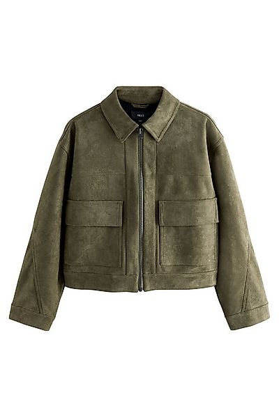 Next Lederjacke Hemdjacke mit Reißverschluss aus Velourskunstleder (1-St) günstig online kaufen
