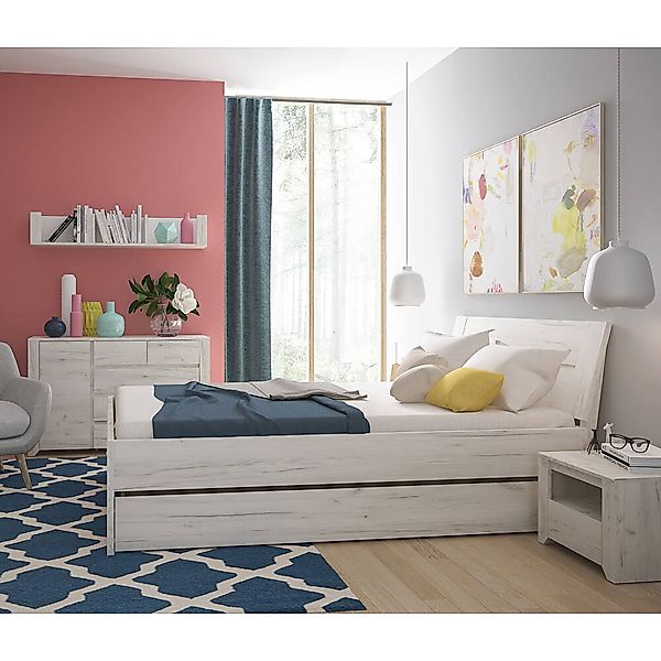 Schlafzimmer Set 7-teilig AMANTEA-129 mit Bett 160x200cm in weiß Eiche günstig online kaufen