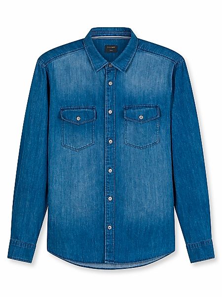 OLYMP Jeanshemd "Casual" im Denim-Look, Kentkragen günstig online kaufen