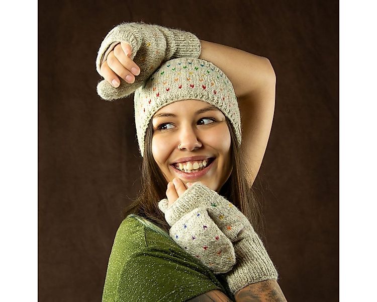 McRon Strickhandschuhe Klappfäustlinge, Klapphandschuhe Modell Naomi Regenb günstig online kaufen