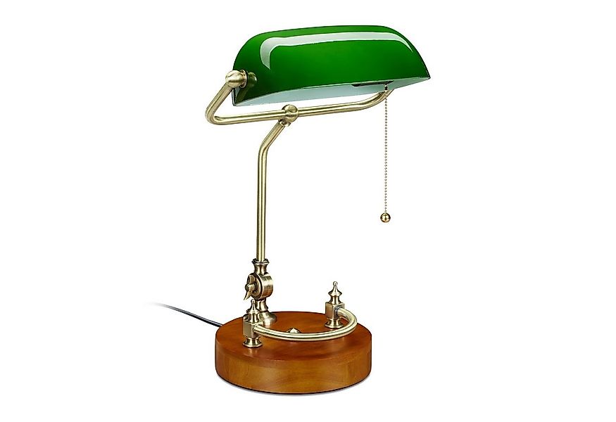 relaxdays Tischleuchte Bankerlampe mit Zugschalter günstig online kaufen