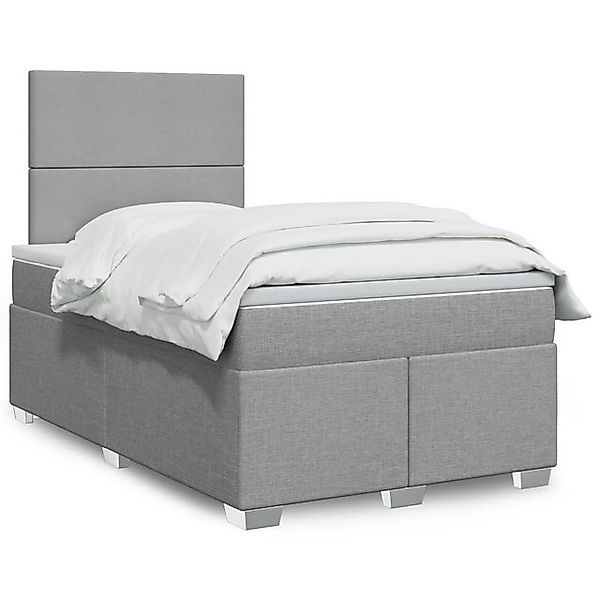 vidaXL Boxspringbett, Boxspringbett mit Matratze Hellgrau 120x190 cm Stoff günstig online kaufen