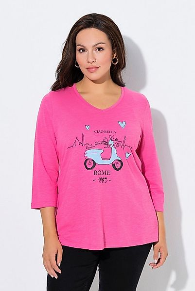 Ulla Popken T-Shirt Shirt Ciao Bella Classic V-Ausschnitt 3/4-Arm günstig online kaufen