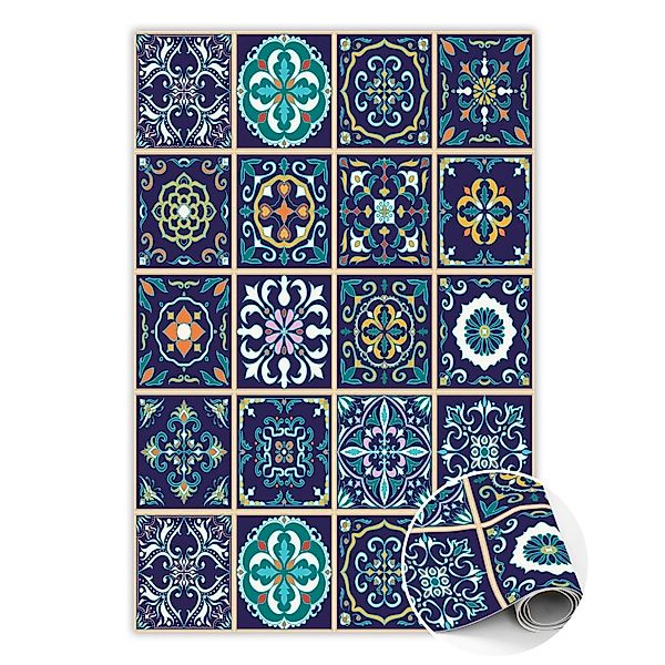 Tulup Teppich Portugiesische Fliesen Vloerkleed Op Vinyl 80x120 cm Blau Vin günstig online kaufen