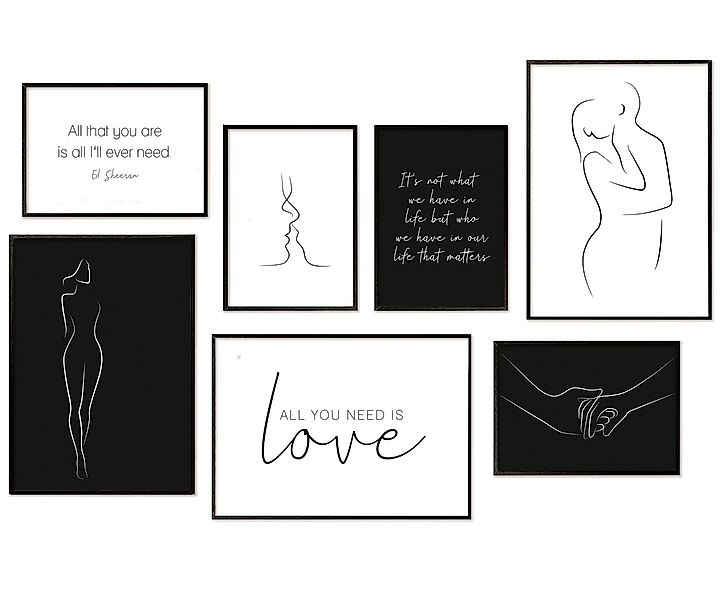 Hyggelig Home Poster Liebe - Premium Poster Set OHNE & MIT Rahmen - Wandbil günstig online kaufen