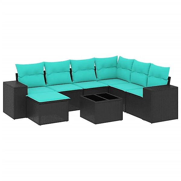 vidaXL 8-Tlg Gartensofa-Set mit Kissen Schwarz Polyrattan 3222906 günstig online kaufen
