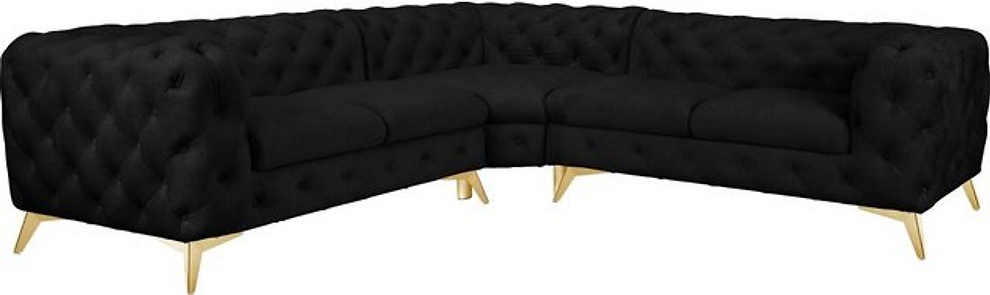 Leonique Chesterfield-Sofa "Ecksofa GLYNIS L-Form mit Wellenunterfederung, günstig online kaufen