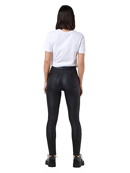 Noisy May Damen Jeans NMELLA SUPER HW COATED PANTS - Slim Fit - Schwarz - B günstig online kaufen