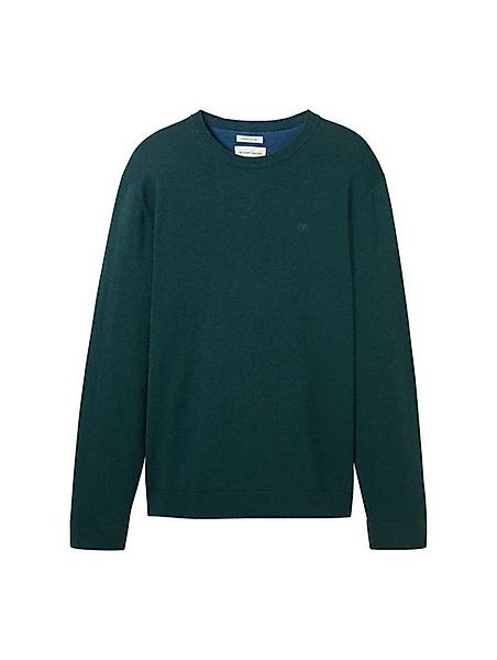 TOM TAILOR Strickpullover basic crewneck knit, dark tree green melange günstig online kaufen