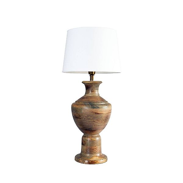 Tischleuchte Alma, weiß/braun, Höhe 69 cm, Holz/Stoff günstig online kaufen