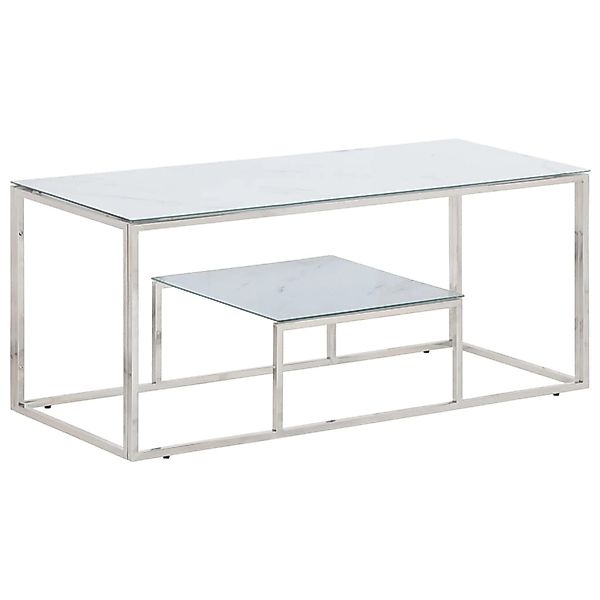 vidaXL Couchtisch Silbern Edelstahl und Hartglas 350019 günstig online kaufen