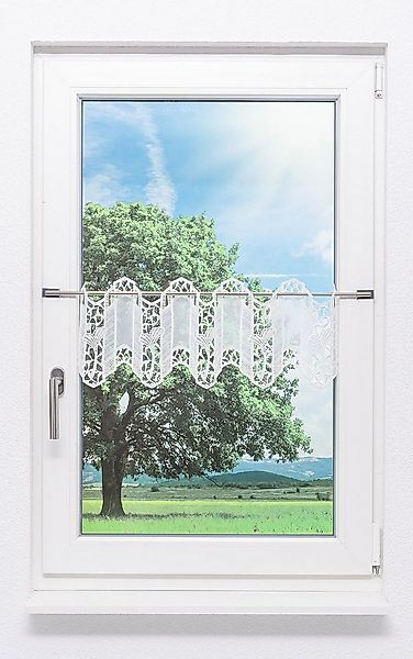 Plauener Spitze® Scheibengardine Ginkgoblätter (1 St), transparent, HxB 26x günstig online kaufen