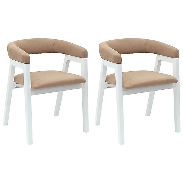 vidaXL Esszimmerstühle 2 Stk Weiß 54 x 57 x 73 cm Massives Gummiholz 420204 günstig online kaufen