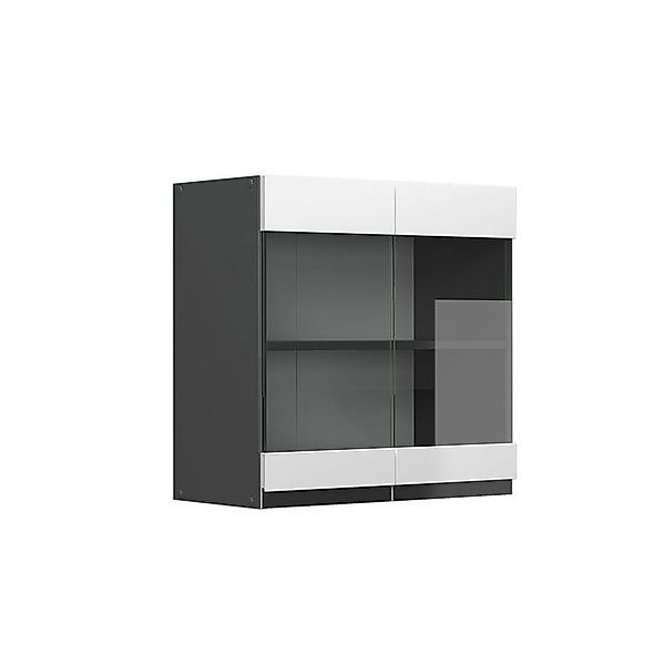 Vicco Küchenglasschrank R-Line Glashängeschrank Weiß/Anthrazit 60 cm J-Shap günstig online kaufen