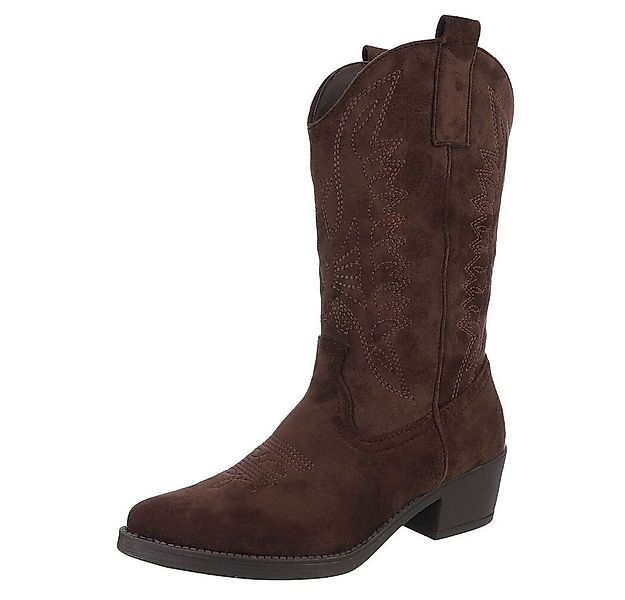 Ital-Design Eleganter hoher Stiefel mit Blockabsatz für Damen Westernstiefe günstig online kaufen