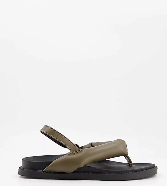 Public Desire Wide Fit – Minorca – Gepolsterte Sandalen in Khaki mit Zehens günstig online kaufen