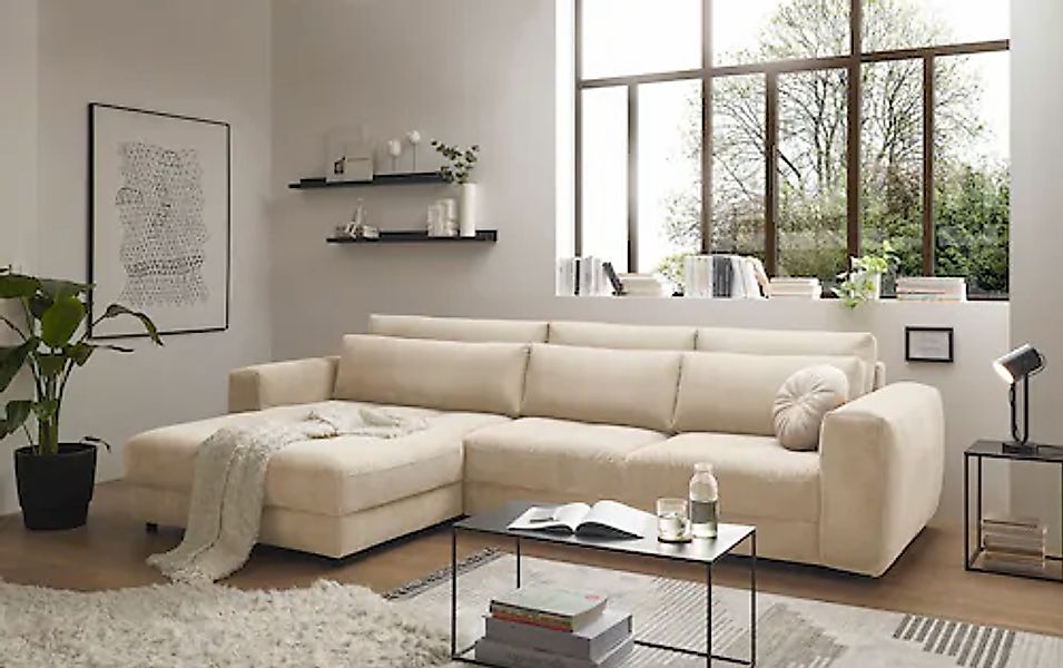 ED EXCITING DESIGN Ecksofa »Barura L-Form«, mit 3 Nierenkissen günstig online kaufen