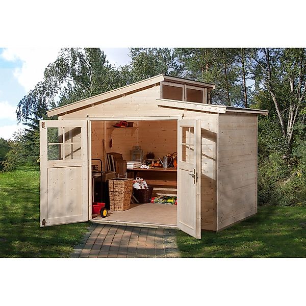 Weka Holz-Gartenhaus Natur Pultdach Unbehandelt 231 cm günstig online kaufen