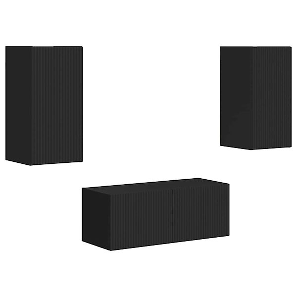 vidaXL TV-Schrankset Wandmontiert 2-Tlg Schwarz Holzwerkstoff 3408962 günstig online kaufen