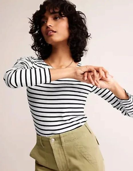 Ella Bretonshirt mit langen Ärmeln Damen Boden, Naturweiß, Schwarz günstig online kaufen