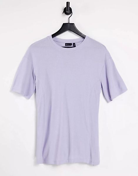 ASOS DESIGN – Geripptes Oversize-T-Shirt mit seitlichen Schlitzen und Nahtd günstig online kaufen