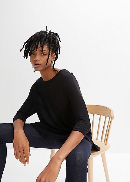 bonprix Strickpullover Feinstrickpullover mit 3/4 Arm günstig online kaufen