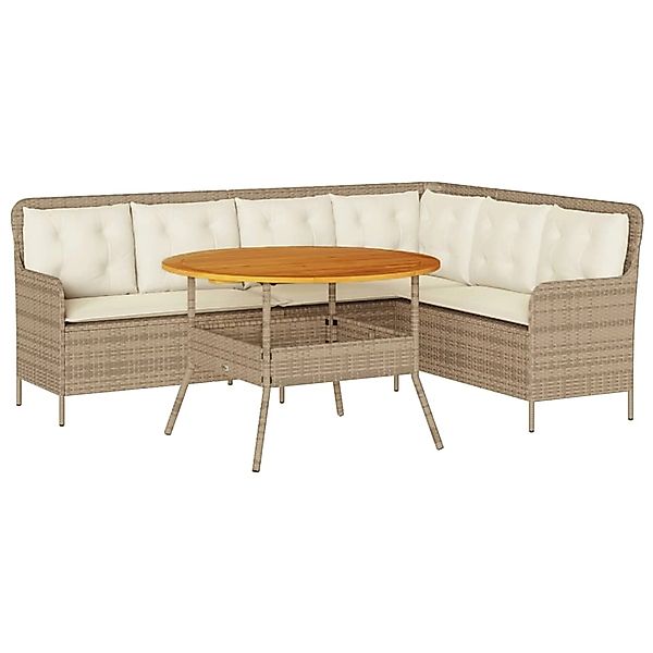 vidaXL 2-Tlg Garten-Sofagarnitur mit Kissen Beige Poly Rattan 3262094 günstig online kaufen