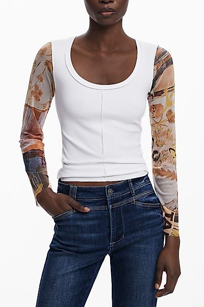 Desigual Strickpullover Stylischer Damenpullover: Weißes Langarmshirt günstig online kaufen