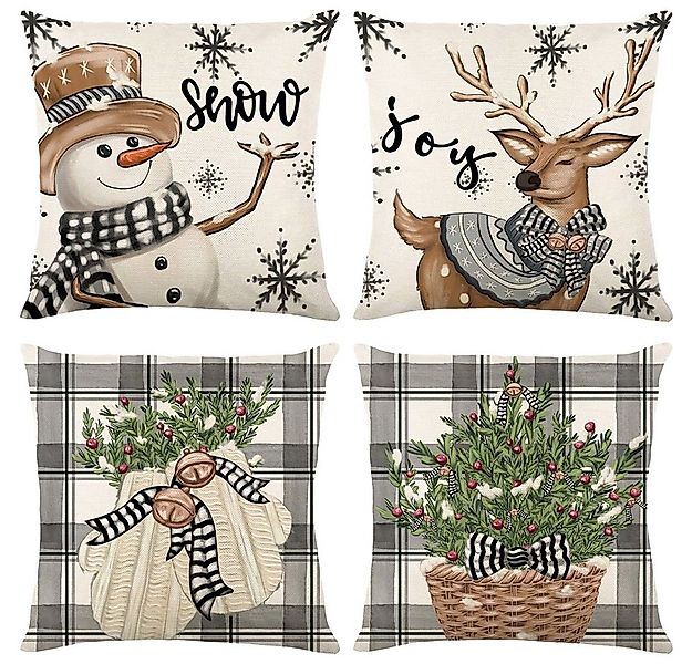 Qelus Kissenbezüge Kissenbezüge Weihnachten Kissenbezug 45 x 45 cm (4 Stück günstig online kaufen