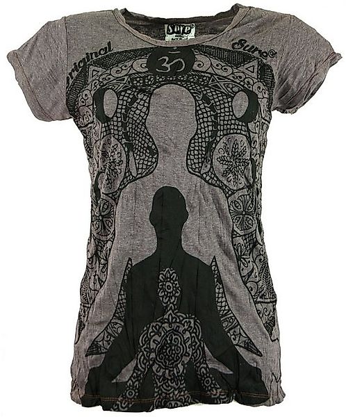Guru-Shop T-Shirt Sure T-Shirt Meditation Buddha - taupe Festival, Goa Styl günstig online kaufen