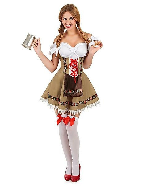JADEO Partyanzug Dirndl Kostüm für Damen Trachtenkleid beige-bunt günstig online kaufen